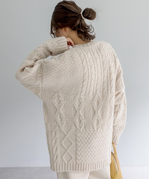 PUAL CE CIN（ピュアルセシン）の「シェットランドウールキーネックプルオーバー（ニット/セーター・レディース・モカ/ブラック/アイボリー・FREE）」の14枚目の写真