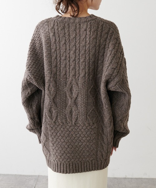 PUAL CE CIN（ピュアルセシン）の「シェットランドウールキーネックプルオーバー（ニット/セーター・レディース・モカ/ブラック/アイボリー・FREE）」の6枚目の写真