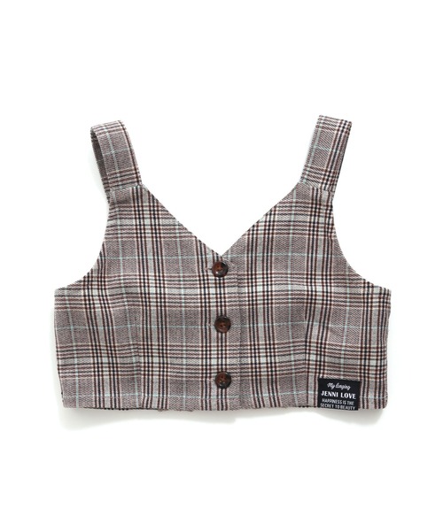 JENNI love（ジェニィラブ）の「起毛チェックビスチェ＆ロンTセット（Tシャツ/カットソー・キッズ・ベージュ/ブラウン/ブラック・130cm/140cm/150cm/160cm）」の6枚目の写真