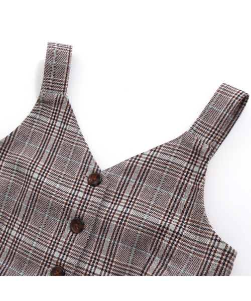 JENNI love（ジェニィラブ）の「起毛チェックビスチェ＆ロンTセット（Tシャツ/カットソー・キッズ・ベージュ/ブラウン/ブラック・130cm/140cm/150cm/160cm）」の8枚目の写真