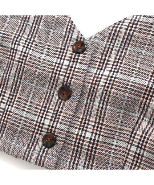 JENNI love（ジェニィラブ）の「起毛チェックビスチェ＆ロンTセット（Tシャツ/カットソー・キッズ・ベージュ/ブラウン/ブラック・130cm/140cm/150cm/160cm）」の9枚目の写真