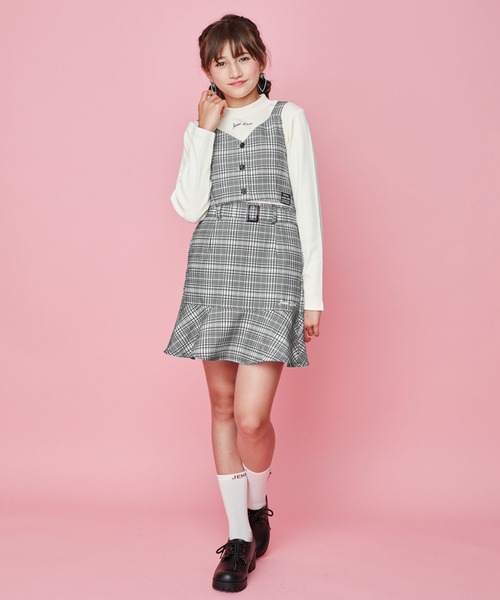 JENNI love（ジェニィラブ）の「起毛チェックビスチェ＆ロンTセット（Tシャツ/カットソー・キッズ・ベージュ/ブラウン/ブラック・130cm/140cm/150cm/160cm）」の19枚目の写真