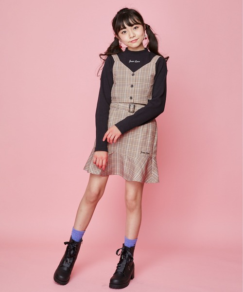 JENNI love（ジェニィラブ）の「起毛チェックビスチェ＆ロンTセット（Tシャツ/カットソー・キッズ・ベージュ/ブラウン/ブラック・130cm/140cm/150cm/160cm）」の21枚目の写真