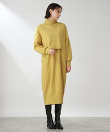 THE SHOP TK  | 【洗える/2点セット/ウール混】レイヤードニットワンピース(ワンピース)