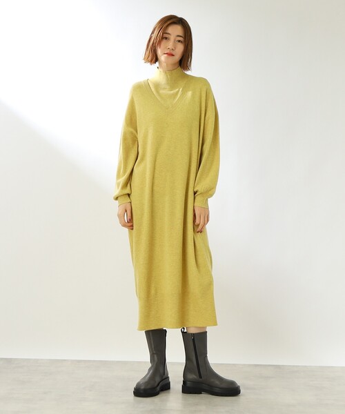 THE SHOP TK (ザ ショップ ティーケー )の「◆【洗える/2点セット/ウール混】レイヤードニットワンピース(ワンピース・レディース・グレー/イエロー/ブラック・12)」の20枚目の写真