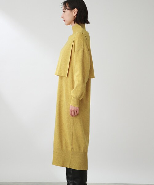 THE SHOP TK (ザ ショップ ティーケー )の「◆【洗える/2点セット/ウール混】レイヤードニットワンピース(ワンピース・レディース・グレー/イエロー/ブラック・12)」の7枚目の写真