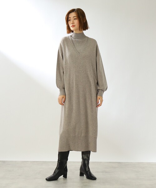 THE SHOP TK (ザ ショップ ティーケー )の「◆【洗える/2点セット/ウール混】レイヤードニットワンピース(ワンピース・レディース・グレー/イエロー/ブラック・12)」の6枚目の写真