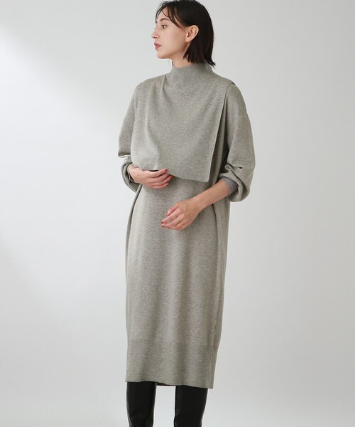 THE SHOP TK (ザ ショップ ティーケー )の「◆【洗える/2点セット/ウール混】レイヤードニットワンピース(ワンピース・レディース・グレー/イエロー/ブラック・12)」の9枚目の写真