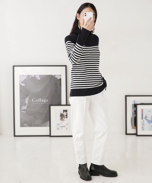 NANO universe（ナノユニバース）の「LB.04/裏起毛素材 センタープレスパンツ（スラックス・レディース・ブラック/ホワイト/ベージュ/マスタード・FREE）」の8枚目の写真