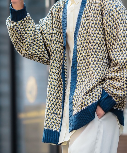 improves（インプローブス）の「ジャガード バルーンスリーブ シャギーニット カーディガン（カーディガン/ボレロ・メンズ・ブラック/ネイビー/グリーン・MEDIUM/LARGE）」の10枚目の写真