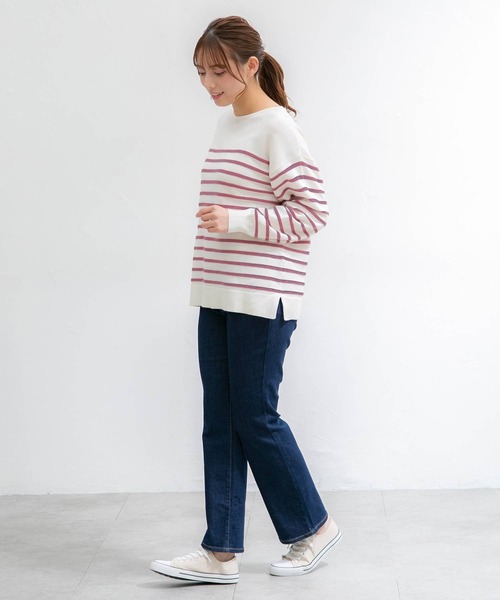 Honeys（ハニーズ）の「ボーダーニット（ニット/セーター・レディース・ホワイト×ブルー/ホワイト×イエロー/ホワイト×ブラック/ホワイト×ピンク/ネイビー×ホワイト/ホワイト系その他・LL/M/S/L）」の17枚目の写真