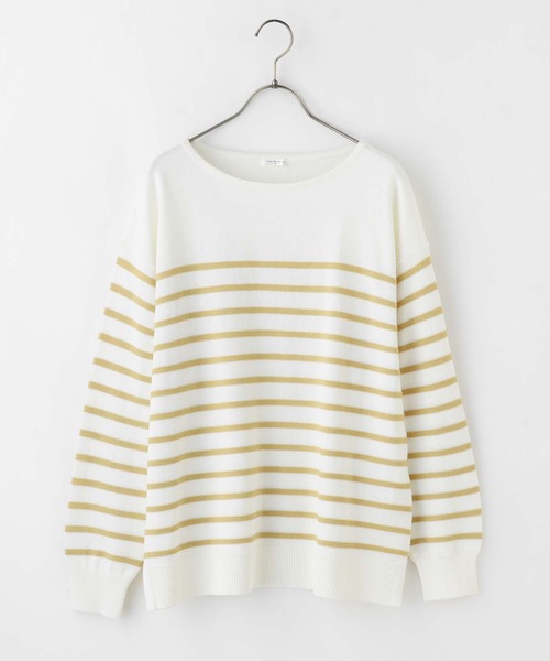 Honeys（ハニーズ）の「ボーダーニット（ニット/セーター・レディース・ホワイト×ブルー/ホワイト×イエロー/ホワイト×ブラック/ホワイト×ピンク/ネイビー×ホワイト/ホワイト系その他・LL/M/S/L）」の14枚目の写真