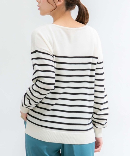 Honeys（ハニーズ）の「ボーダーニット（ニット/セーター・レディース・ホワイト×ブルー/ホワイト×イエロー/ホワイト×ブラック/ホワイト×ピンク/ネイビー×ホワイト/ホワイト系その他・LL/M/S/L）」の10枚目の写真