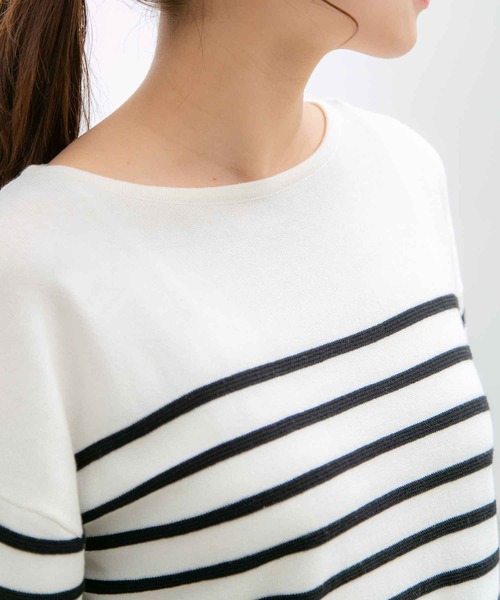 Honeys（ハニーズ）の「ボーダーニット（ニット/セーター・レディース・ホワイト×ブルー/ホワイト×イエロー/ホワイト×ブラック/ホワイト×ピンク/ネイビー×ホワイト/ホワイト系その他・LL/M/S/L）」の15枚目の写真