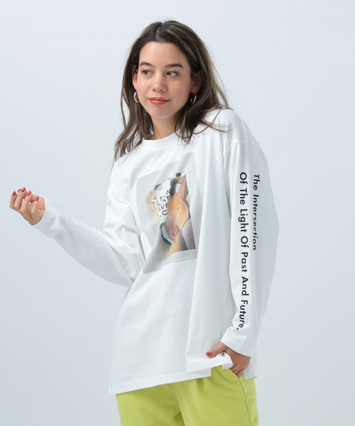 BAYFLOW（ベイフロー）の「プリントフォトロンＴ（Tシャツ/カットソー・レディース・ホワイト/チャコールグレー/オフホワイト・FREE）」の3枚目の写真