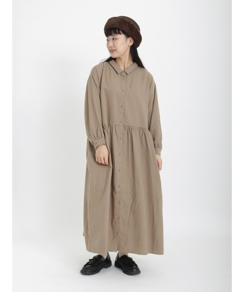 Samansa Mos2（サマンサ モスモス）の「【リサイクルヤーン】柄アソートシャツワンピース（シャツワンピース・レディース・ブラック/グリーン/レッド/ベージュ/パープル/モカ・ﾌﾘ-）」の11枚目の写真