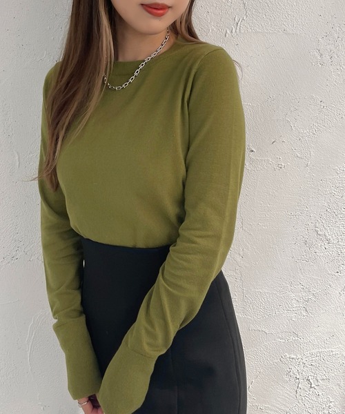 apres jour mignon(アプレジュールミニョン)の「ハイゲージニット【ZOZOTOWN限定アイテム】(ニット/セーター・レディース・グリーン/アイボリー/ピンク/オレンジ・X-LARGE/フリー)」の12枚目の写真
