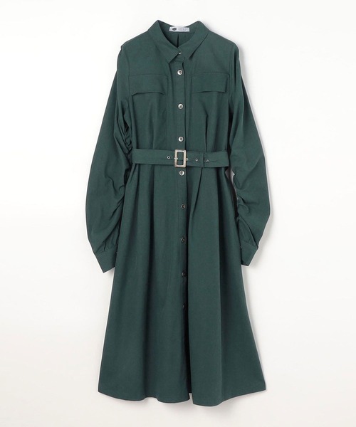 179/WG（イチナナキュウダブルジー）の「ギャザースリーブワンピース（ワンピース・レディース・ベージュ/グリーン/ブルー・MEDIUM）」の5枚目の写真