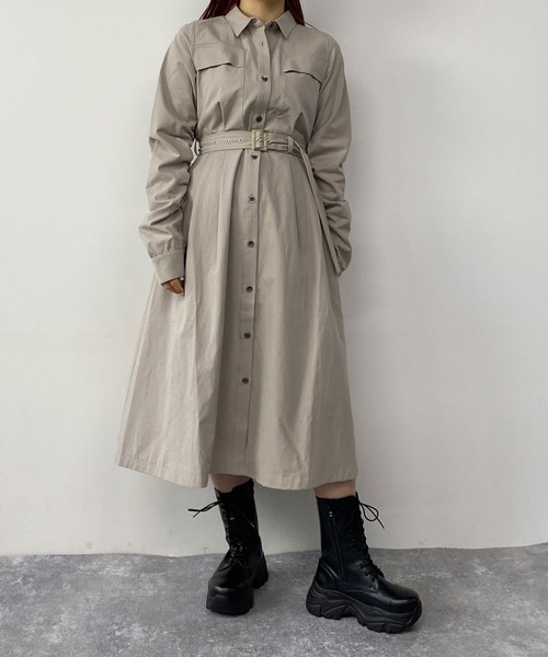 179/WG（イチナナキュウダブルジー）の「ギャザースリーブワンピース（ワンピース・レディース・ベージュ/グリーン/ブルー・MEDIUM）」の21枚目の写真