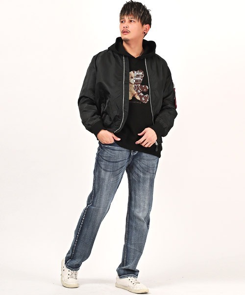 LUXSTYLE(ラグスタイル)の「ヘビーツイル裏タフタMA-1(MA-1・メンズ・ブラック/ホワイト/カーキ・L/XL/M)」の8枚目の写真