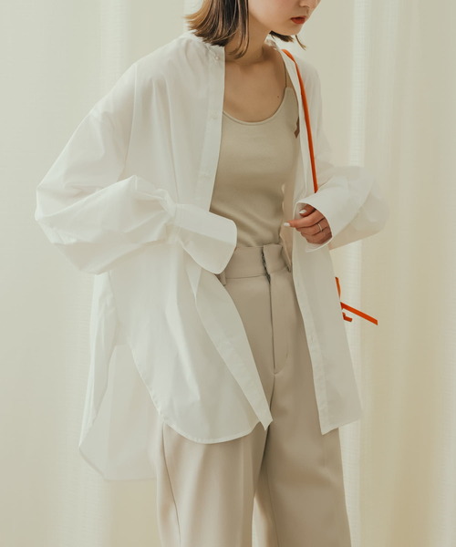 SENSE OF PLACE by URBAN RESEARCH（センスオブプレイスバイアーバンリサーチ）の「カラーコクーンスリーブシャツ（シャツ/ブラウス・レディース・オフホワイト/その他2/ブルー系その他/その他1/パープル系その他・ONE）」の7枚目の写真