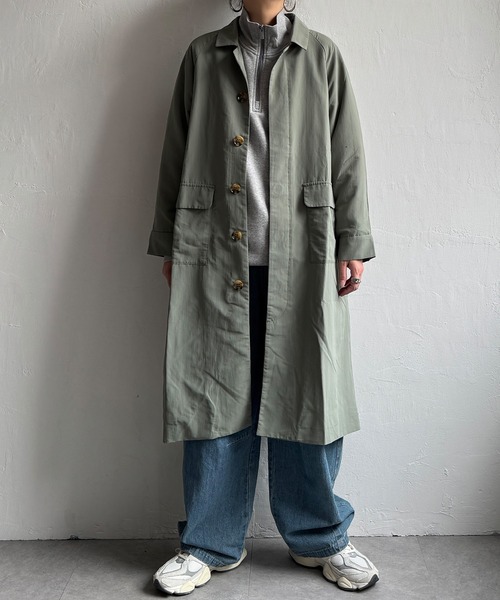 LBC（エルビーシー）の「【洗えるコート】ナイロンワッシャーステンカラーコート（ピーコート・レディース・ミント/ベージュ/グレー・M/L）」の3枚目の写真