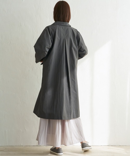 LBC（エルビーシー）の「【洗えるコート】ナイロンワッシャーステンカラーコート（ピーコート・レディース・ミント/ベージュ/グレー・M/L）」の6枚目の写真