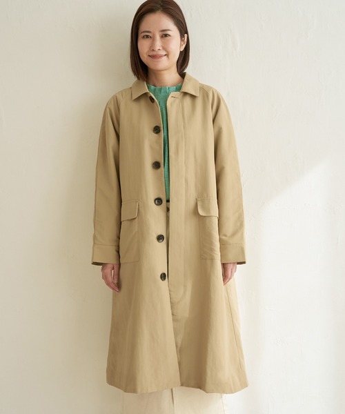 LBC（エルビーシー）の「【洗えるコート】ナイロンワッシャーステンカラーコート（ピーコート・レディース・ミント/ベージュ/グレー・M/L）」の13枚目の写真