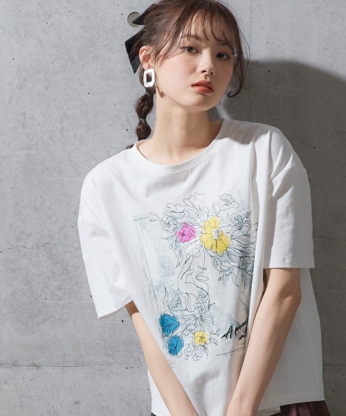 miclat(ミクラ)の「大きいサイズ miclatオリジナルプリントTシャツ(Tシャツ/カットソー・レディース・チャコールグレー/オフホワイト/グリーン系・L/3L/LL/5L/4L)」の2枚目の写真