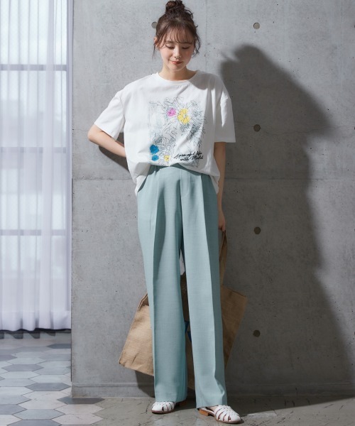 miclat(ミクラ)の「大きいサイズ miclatオリジナルプリントTシャツ(Tシャツ/カットソー・レディース・チャコールグレー/オフホワイト/グリーン系・L/3L/LL/5L/4L)」の10枚目の写真