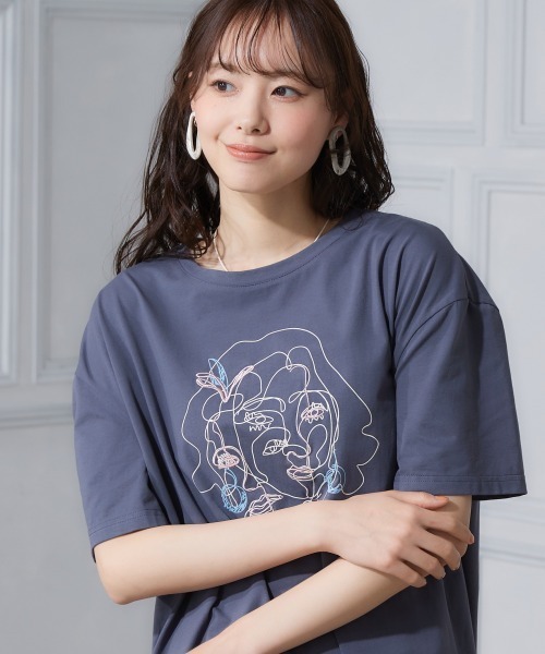 miclat(ミクラ)の「大きいサイズ miclatオリジナルプリントTシャツ(Tシャツ/カットソー・レディース・チャコールグレー/オフホワイト/グリーン系・L/3L/LL/5L/4L)」の5枚目の写真