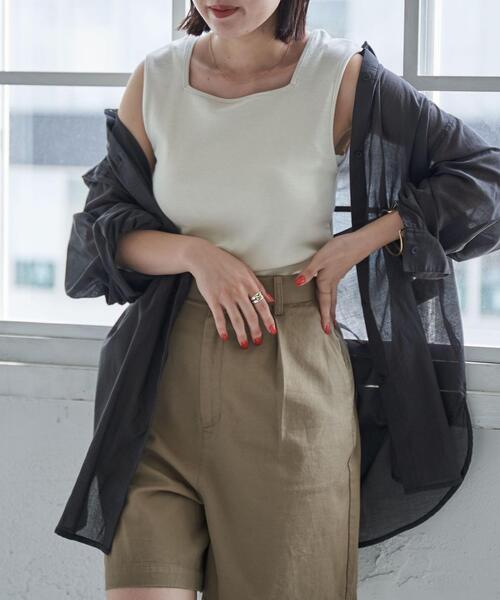 coen（コーエン）の「スクエアリブタンクトップ（タンクトップ・レディース・オリーブ/オフホワイト/ブラック/ロイヤルブルー・M/L）」の2枚目の写真