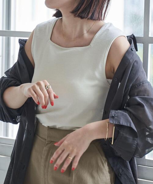 coen（コーエン）の「スクエアリブタンクトップ（タンクトップ・レディース・オリーブ/オフホワイト/ブラック/ロイヤルブルー・M/L）」の5枚目の写真