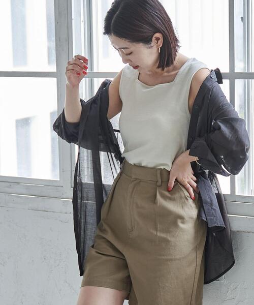 coen（コーエン）の「スクエアリブタンクトップ（タンクトップ・レディース・オリーブ/オフホワイト/ブラック/ロイヤルブルー・M/L）」の13枚目の写真