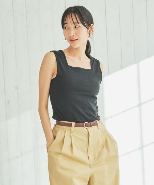 coen（コーエン）の「スクエアリブタンクトップ（タンクトップ・レディース・オリーブ/オフホワイト/ブラック/ロイヤルブルー・M/L）」の9枚目の写真