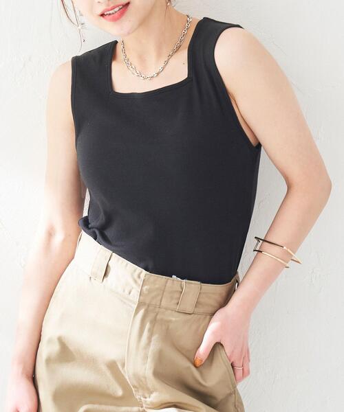 coen（コーエン）の「スクエアリブタンクトップ（タンクトップ・レディース・オリーブ/オフホワイト/ブラック/ロイヤルブルー・M/L）」の7枚目の写真