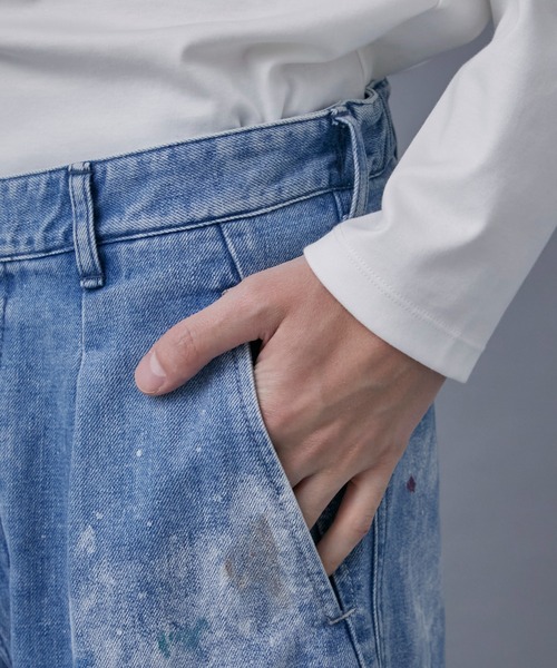 PUBLIC TOKYO(パブリックトウキョウ)の「ペイントデニムパンツ(デニムパンツ・メンズ・インディゴブルー・1/2)」の8枚目の写真