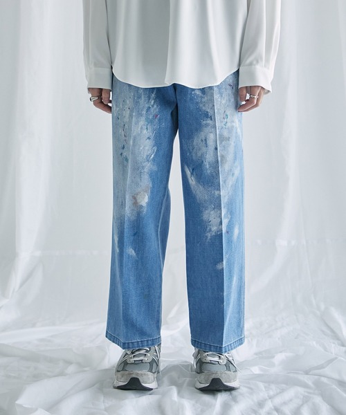 PUBLIC TOKYO(パブリックトウキョウ)の「ペイントデニムパンツ(デニムパンツ・メンズ・インディゴブルー・1/2)」の12枚目の写真