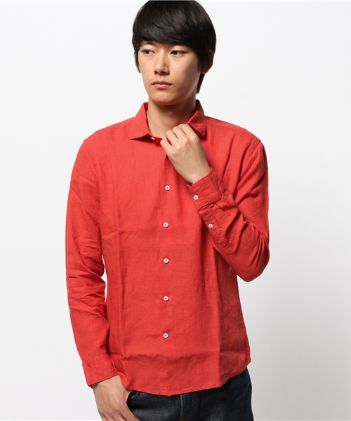 EDIFICE（エディフィス）の「◇リネンデラベカッタウェイ（シャツ/ブラウス・メンズ・ホワイト/ベージュ/ネイビー/オレンジ・SMALL/LARGE/MEDIUM）」の4枚目の写真