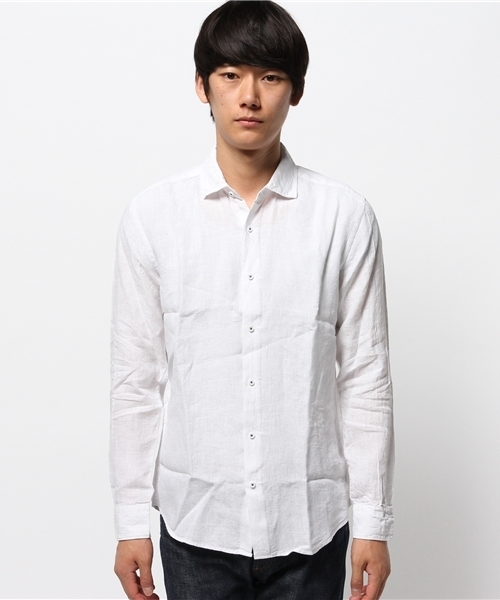 EDIFICE（エディフィス）の「◇リネンデラベカッタウェイ（シャツ/ブラウス・メンズ・ホワイト/ベージュ/ネイビー/オレンジ・SMALL/LARGE/MEDIUM）」の5枚目の写真