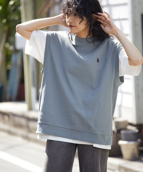 U.S. POLO ASSN.(ユーエスポロアッスン)の「U.S. POLO ASSN./ユーエスポロアッスン 別注 鹿の子ベストアンサンブル/ワンポイント刺繍/ユニセックス(限定展開)(ベスト・メンズ・ベージュ/グリーン/ブラック/サックスブルー/ネイビー・SMALL/MEDIUM/LARGE)」の5枚目の写真