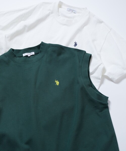 U.S. POLO ASSN.(ユーエスポロアッスン)の「U.S. POLO ASSN./ユーエスポロアッスン 別注 鹿の子ベストアンサンブル/ワンポイント刺繍/ユニセックス(限定展開)(ベスト・メンズ・ベージュ/グリーン/ブラック/サックスブルー/ネイビー・SMALL/MEDIUM/LARGE)」の1枚目の写真