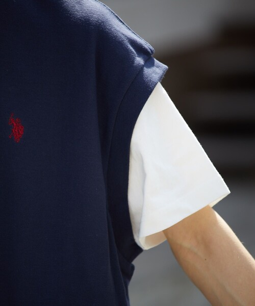 U.S. POLO ASSN.(ユーエスポロアッスン)の「U.S. POLO ASSN./ユーエスポロアッスン 別注 鹿の子ベストアンサンブル/ワンポイント刺繍/ユニセックス(限定展開)(ベスト・メンズ・ベージュ/グリーン/ブラック/サックスブルー/ネイビー・SMALL/MEDIUM/LARGE)」の9枚目の写真