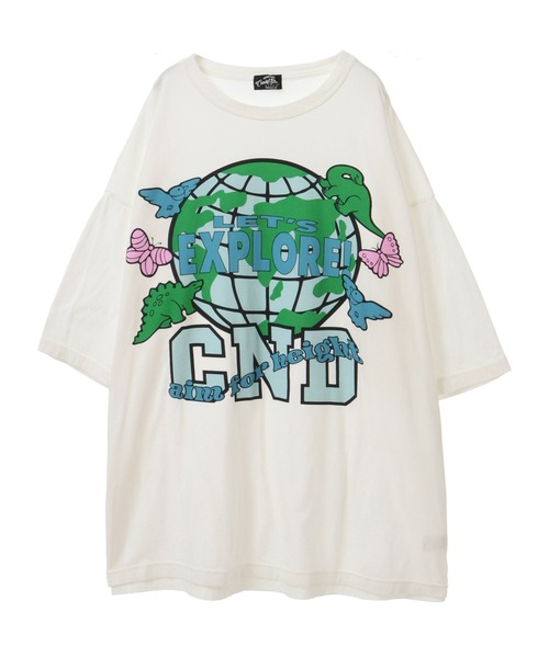 Candy Stripper（キャンディストリッパー）の「LET'S EXPLORE! BIGBIG Tシャツ（Tシャツ/カットソー・レディース・オフホワイト/グリーン/ブラック/ブルー・2）」の2枚目の写真