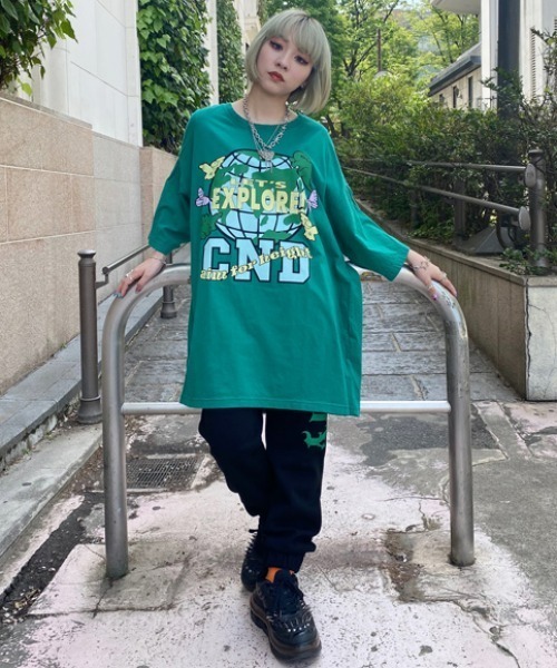 Candy Stripper（キャンディストリッパー）の「LET'S EXPLORE! BIGBIG Tシャツ（Tシャツ/カットソー・レディース・オフホワイト/グリーン/ブラック/ブルー・2）」の20枚目の写真