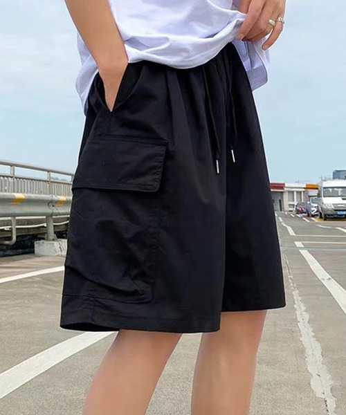 Anchor Smith(アンカー スミス)の「カーゴタックワイドハーフパンツ(カーゴパンツ・メンズ・ベージュ/ブラック/カーキ・M/L/S)」の1枚目の写真