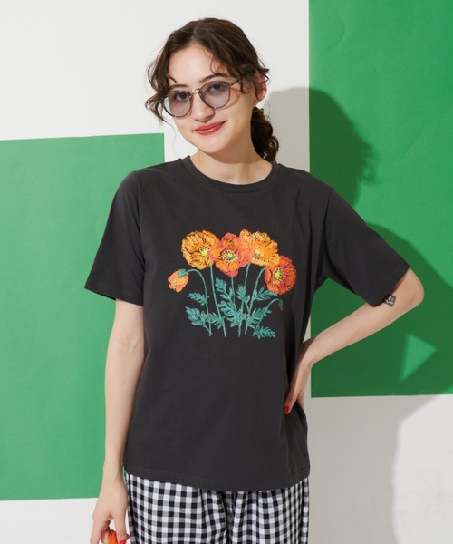MERLOT(メルロー)の「フラワープリントT(Tシャツ/カットソー・レディース・ホワイト/ブラック・FREE)」の10枚目の写真