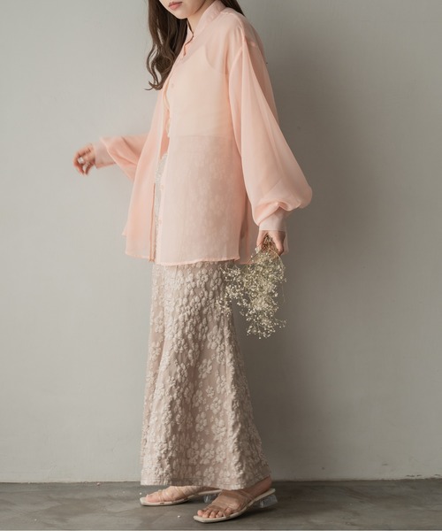 Ambre Ciel（アンブルシエル）の「バンドカラーシアーシャツ／【WEB/EC限定商品】（シャツ/ブラウス・レディース・ブラック/ピンク/オフホワイト/ライトグリーン・FREE）」の16枚目の写真