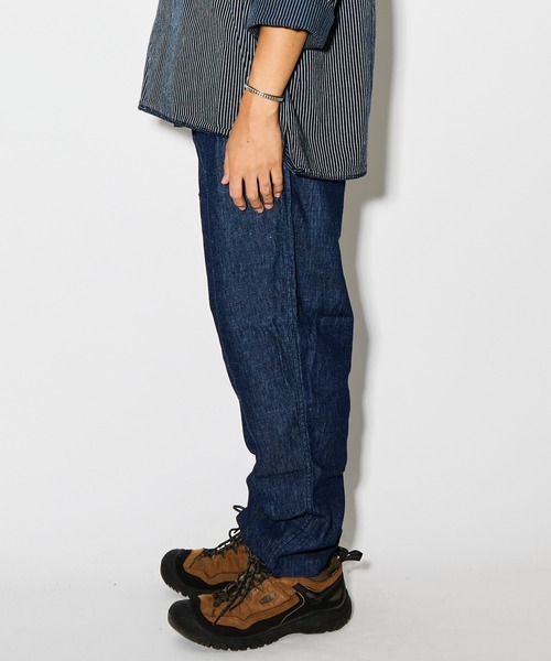 MELLEN CAMP USA製 2タック ワイド テーパード デニム パンツ セール】Two tuck wide flare denim / 2タックワイドフレア