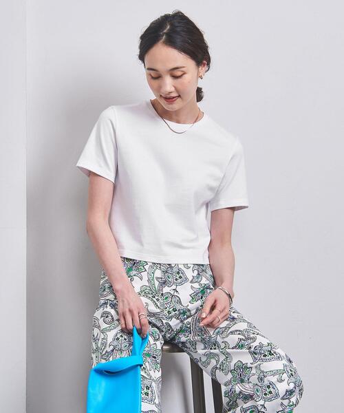 UNITED ARROWS（ユナイテッドアローズ）の「コットン ショートTシャツ（Tシャツ/カットソー・レディース・ブラック/ホワイト/ライトピンク/ダークグレー・FREE）」の2枚目の写真